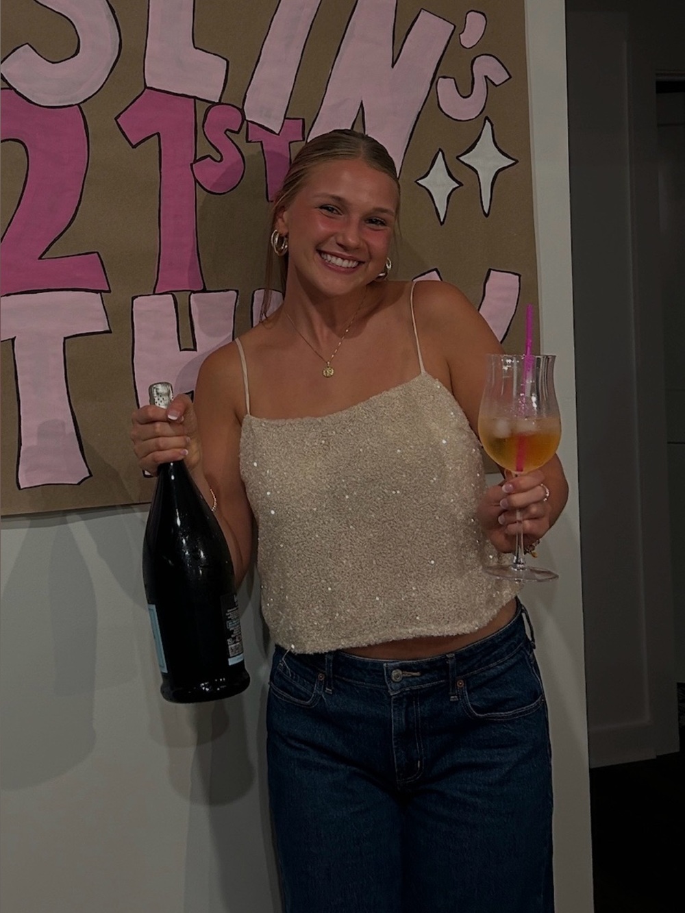 Lulu’s Champagne Sequin Party Tank Top